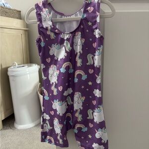 Purple Unicorn and Rainbow Gymnastics Leotard